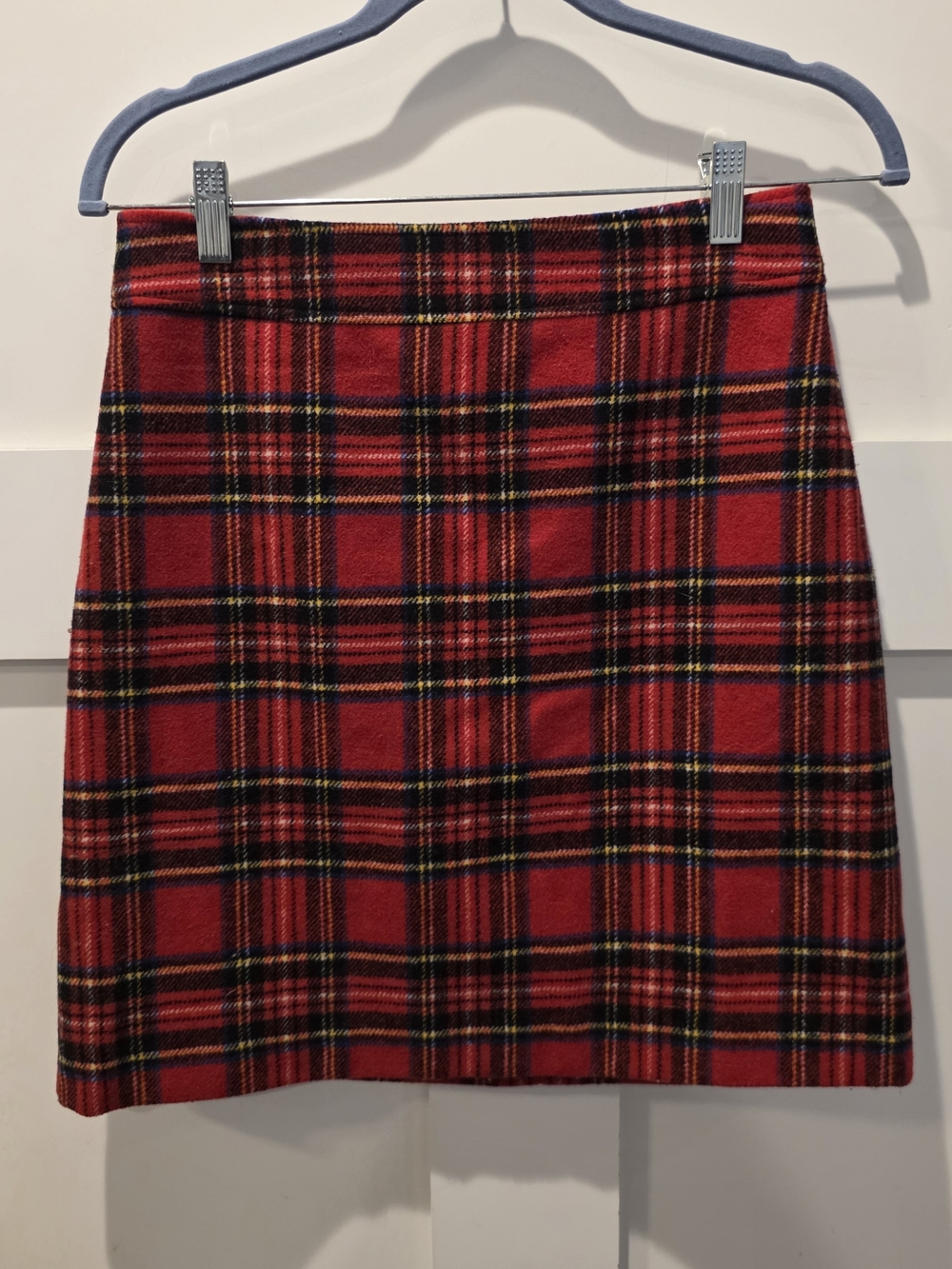 J Crew Womens Wool Plaid Lined Mini Skirt Red Size 2 Holiday Preppy Academia